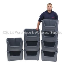 British Made Order Picking Parts Storage Bins Boxes Scooped Front Stack & Nest