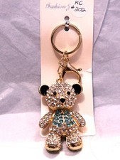 Teddy Bear Goldtone W/Austrian Crystals Keychain W/Lobster Claw AWESOME KC202
