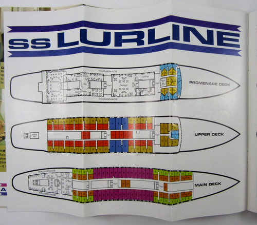 Vintage Matson Lines SS Lurline Deck Plan Ozeandampfer Honolulu Hawaii 1960-70er - Bild 7 von 10