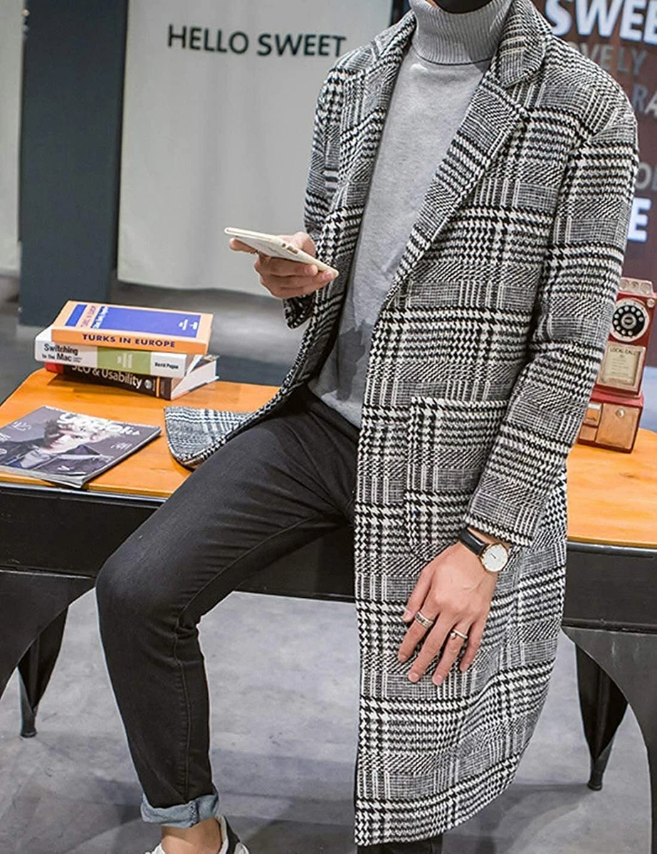 Plaid long peacoat hotsell