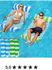 2 Inflatable Pool Floats 4 in 1 Water Hammock Pool Beach Lake Orange/Blue