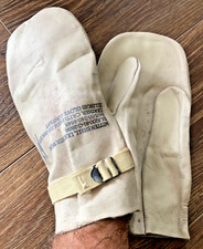 VTG MILITARY WORK MITTENS CATTLEHIDE USA US SURPLUS NEW NOS STRAP BACK ILLINOIS