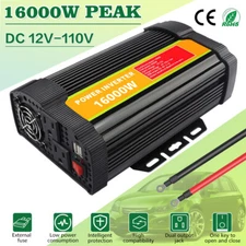 16000W 8000W Car Power Inverter DC 12V To AC 110V 2AC Outlets RV Solar Converter