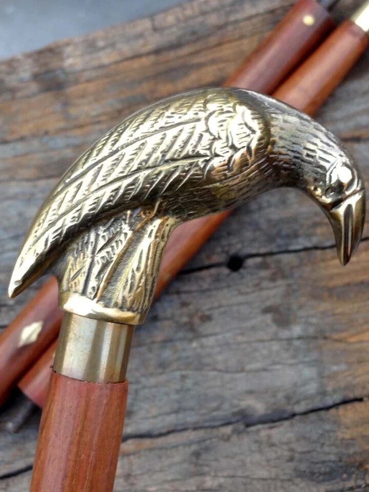 Antique Solid Brass Crow Head Handle Vintage Vict… - image 3