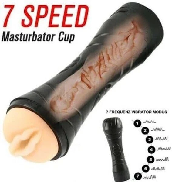 Vibrating Masturbator Cup Mens Flesh light Sex Toy Flesh Cup Male Pocket Pussy