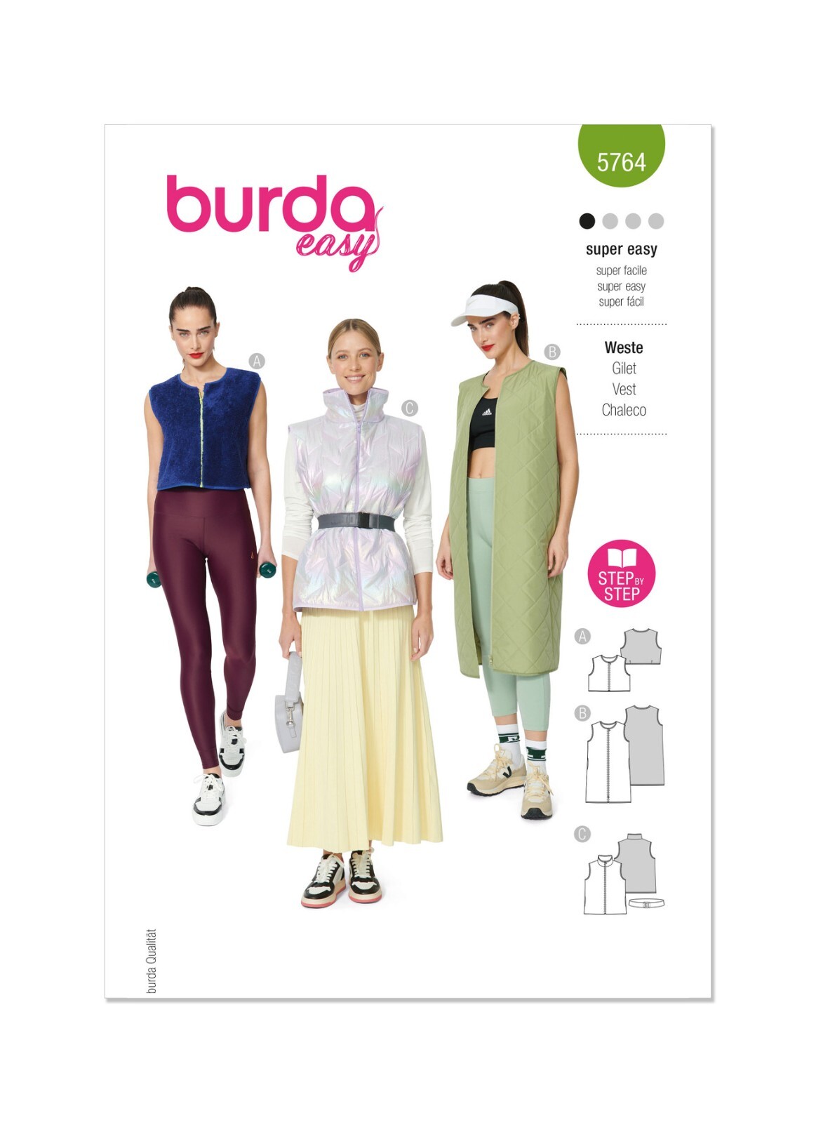 BURDA 5764 WAISTCOAT VEST LADIES Sewing Pattern Sizes 8-22 Skill: SUPER EASY