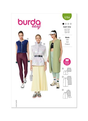 BURDA 5764 WESTE WESTE DAMEN Schnittmuster Gr. 8-22 Geschicklichkeit: SUPER EINFACH