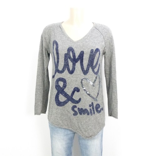 GRACE Pullover Strick Knit Pailletten Grau Gr. XS 34 - 第 1/4 張圖片