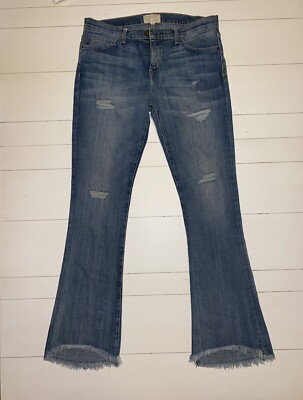 Current Elliot Distressed Jean Pants Flare Fringe Bottom 28 Preowned