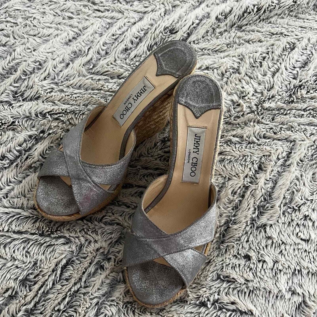 靴 JIMMY CHOO COGNAC MIX/SILVER x Jean Paul Gaultier embellished leather slingback pumps in