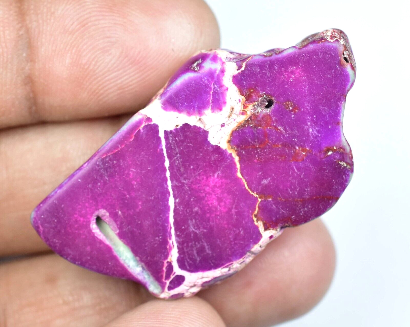 Natural Purple CARICO LAKE TURQUIOSE 38.80 Ct CERTIFIED Polished Drilled Slab