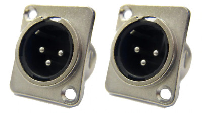 (2 PACK) PROCRAFT PXLRMP ''D'' Type Panel Mount XLRM Connector w/ Nickel Shell
