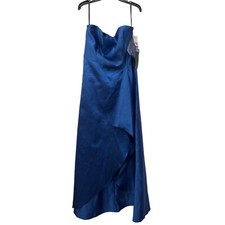 New Alfred Sung Size 18-R1 High Low Slit Bridesmaid Dress Classic Blue *Defect*