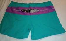 Vintage Ocean Pacific Swim Trunks Mens Purple Green Color Block Shorts 90s Logo