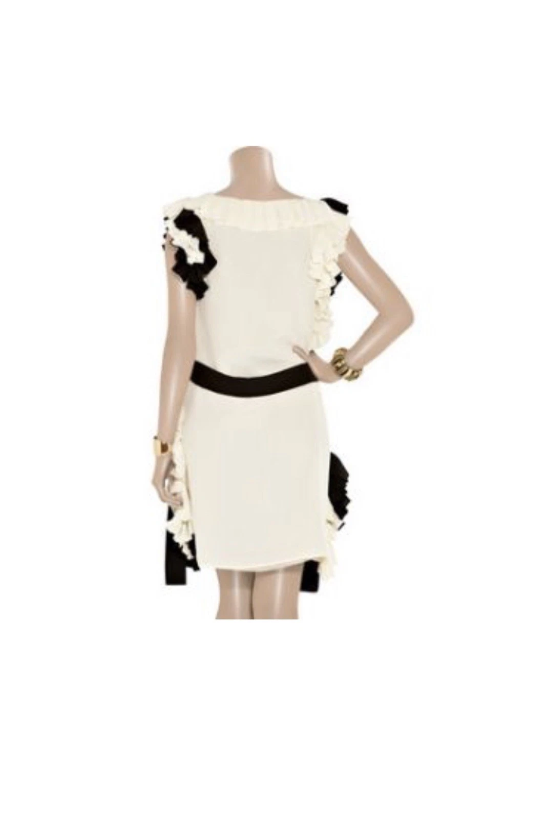 OFF WHITE Abito Vionnet Off White in seta con volant neri 42 6 nuovo con etichette $2350
