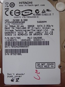 Hitachi HTS545050B9A300 | MLC: DA2996 | P/N: 0A71705 | JUL2010 | 500GB #05
