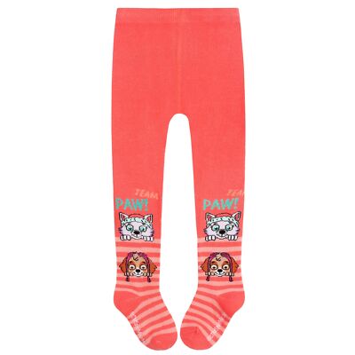 Dicke, korallenrote Babystrumpfhose gestreift PAW PATROL, ÖKO-TEX Zertifikat
