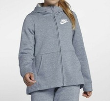 Nike Big Girl's Kids Ashen Slate/White Full-Zip Hoodie 939459-445 Size L NWT