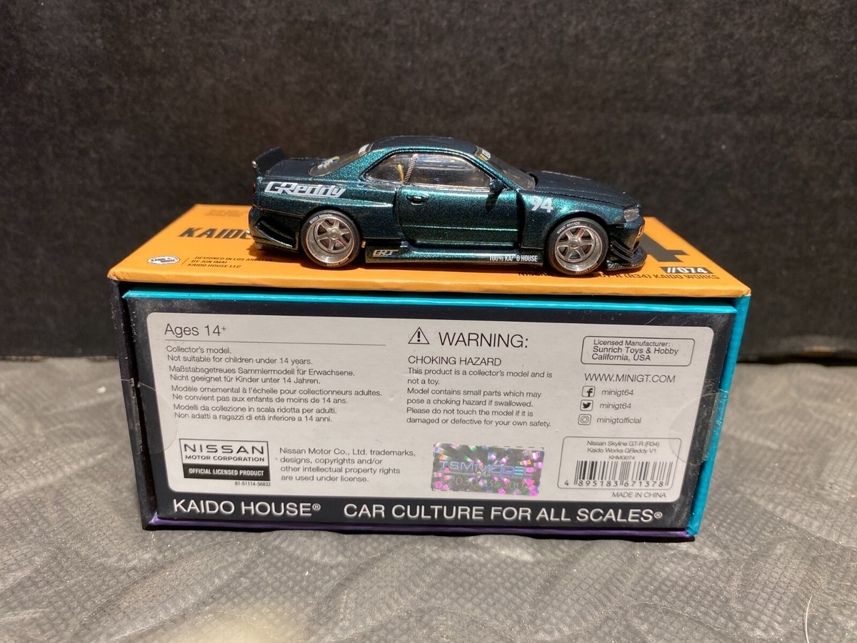 KAIDO HOUSE Nissan Skyline GT-R R34 ミニカー IN STOCK-Kaido House x Mini GT 1:64 Nissan Skyline GT-R (R34
