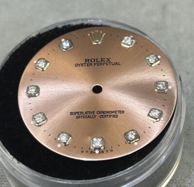 Rolex 34mm No Date Watch Custom Salmon Diamond Dial For Model 14200 ...