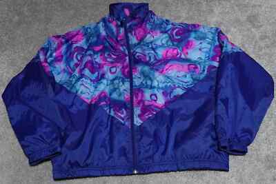Vintage Pacific Cove Windbreaker Jacket Women's Medium Blue Colorblock Zip