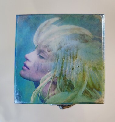 Hand Decorated and Painted Small Wooden Hinged Trinket Box Fantasy Fairy