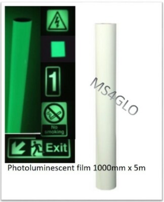 Photolumineszierende selbstklebende Folie 1000mm x 5 Meter Klasse B 