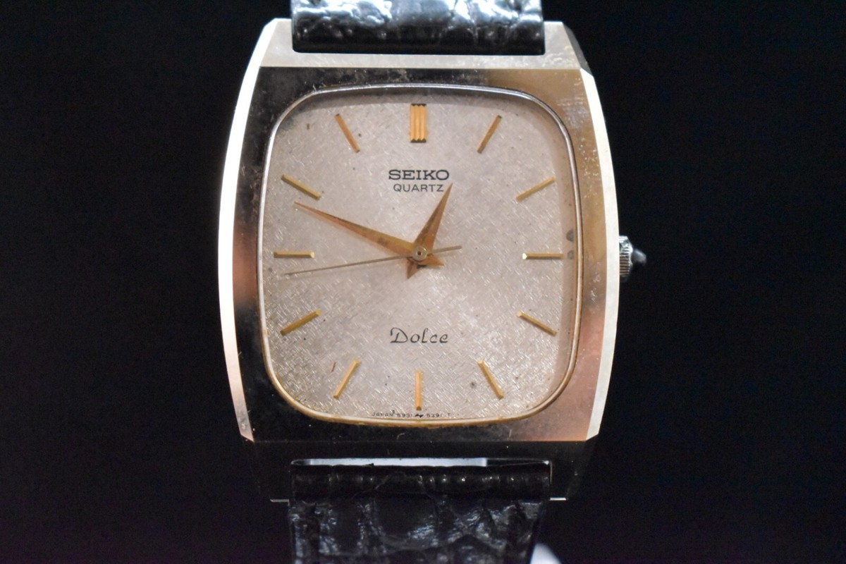Vintage 1982 Seiko Dolce 5931-5341 Black Gold Tank NSAG Quartz