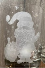 2 Vintage Christmas Drinking Glasses Clear Et...