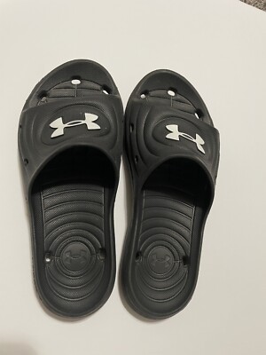 Under Armour Ignite VI Slides Sandals Black White Boys/Mens Size 5