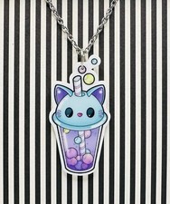 Kawaii Paste Bubble Tea Necklace Kitsch Boba Jewellery Stocking Filler Stuffer 