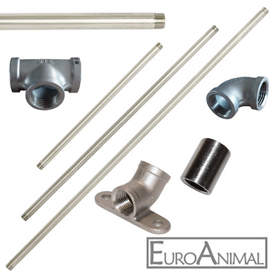 Edelstahl Rohr V2A mit Gewinde Doppelnippel Langnippel Winkel 21,3mm 1/2'' Zoll