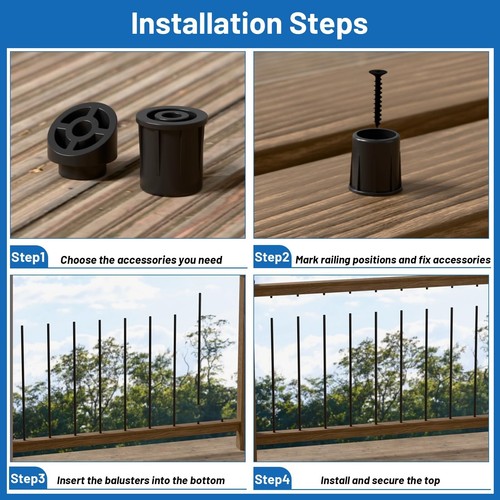 105 Pack 26 inch Aluminum Balusters for Deck Railing,Black Round Metal Spindl... - Picture 5 of 6