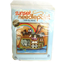 Sunset NEEDLEPOINT KIT "Noah And Friends" 100 Pure Wool Fits 16 x 16 Frame NEW