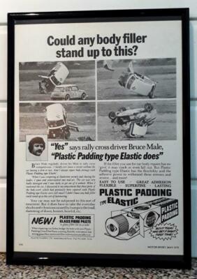 Framed original Classic Car Ad for Plastic Padding body repair from 1979