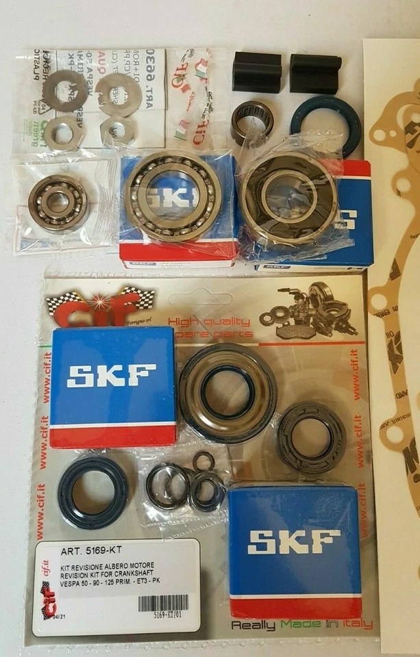 Kit cuscinetti paraoli guarnizioni revisione motore completo Vespa PK 50 125 S - Immagine 3 di 3