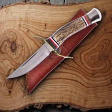 Hen & Rooster Int Fixed Knife 3.5" Satin Stainless Steel Blade Deer Stag Handle