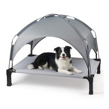 Elevated Dog Bed Canopy Shade Raised Cooling Cot Gray 3 Sizes