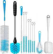 11-Pack Bottle Cleaning Brush Set - Long Handle Blue Bottle Cleaner for Washing 
