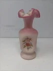 Vintage Fenton Hand Painted Vase - M. Wagner - Rare - Floral Flowers