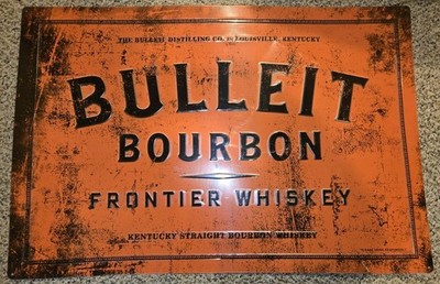 Vintage 90's Bulleit Bourbon Frontier Whiskey Kentucky Embossed Metal Sign,36x24