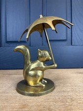 Vintage brass Squirrel, Under A parasol/umbrella Novelty Brass