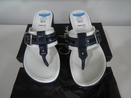 Cole Haan Womens Air Maddy Sandal Size 6B Blue Leather Thong Wedge Heel NikeAir - Picture 2 of 13