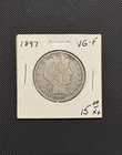 1897 BARBER HALF DOLLAR - Philadelphia, VG-F Very Good To Fine