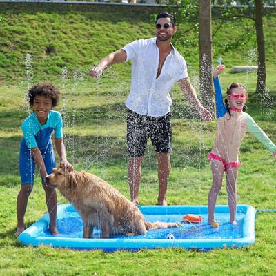 72in Non-Slip Splash Pad Sprinkler Mat Kids Toddlers Dogs Outdoor Water Toy