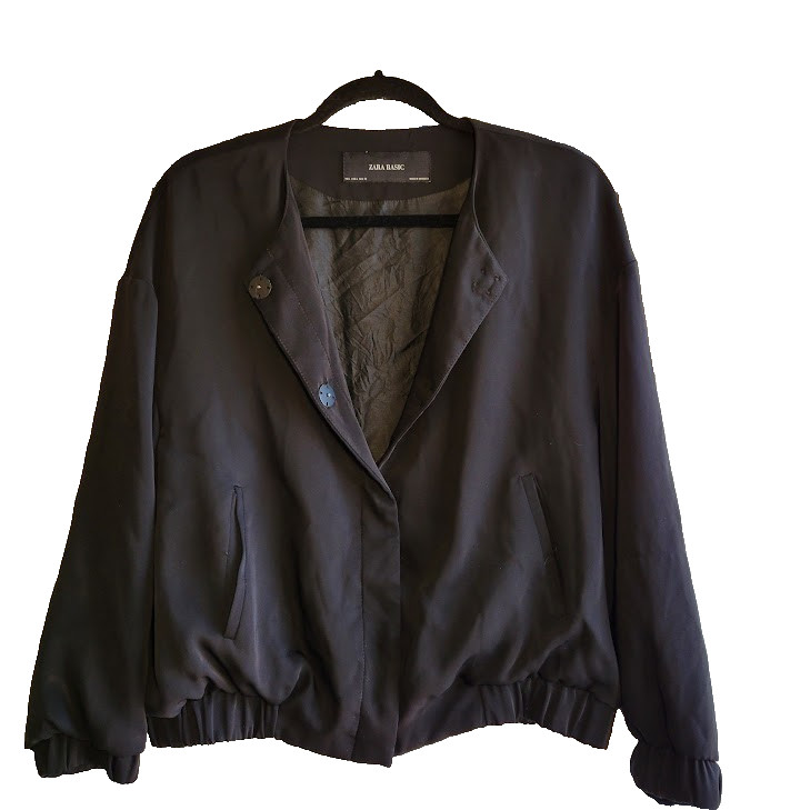 Zara Basic Black Long Sleeve Jacket Pockets Snap … - image 1