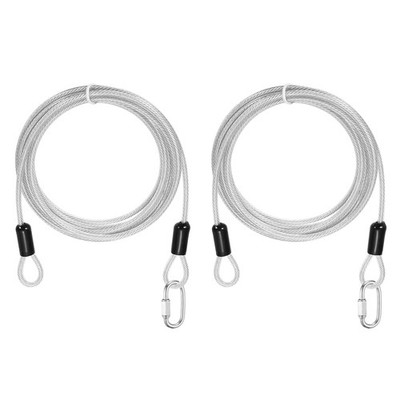 2Set 5/32'' Dia 98.4ft Security Steel Cable with Loops Clear + Quick Links