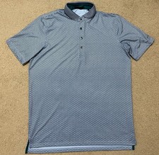 Greyson Polo Shirt Men M Blue Geometric Wolf All Over Print Performance Logo EUC