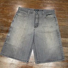 Vintage Ecko Shorts Men 38 Gray Y2K Embroidered Baggy Hip Hop Skater Denim Jorts