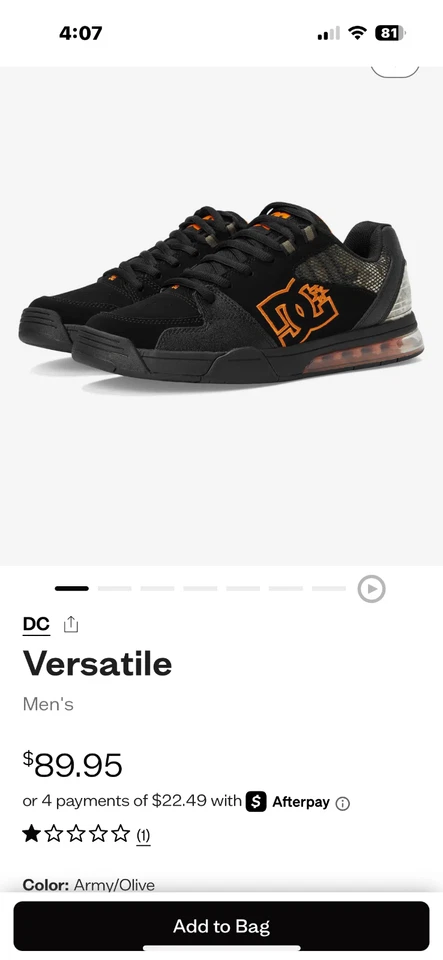 DC skate sneaker Versatile shoes Black size 10 - Image 2 of 4
